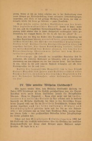 IV. Wie urteilte Wilhelm Liebknecht?