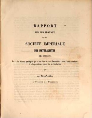 Nouveaux mémoires de la Société Impériale des Naturalistes de Moscou = Novye memuary Moskovskogo Obščestva Ispytatelej Prirody. 10, 10 = 16. 1855