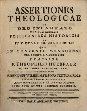 Assertiones theologicae de Deo incarnato