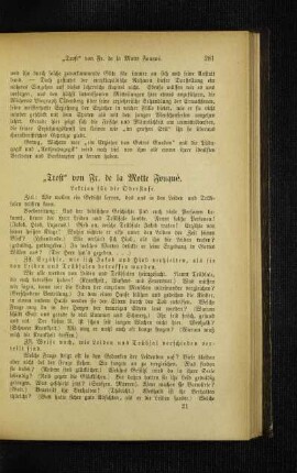 "Trost" von Fr. de la Motte Fouqué : Lektion für die Oberstufe