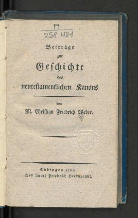 Beiträge zur Geschichte des neutestamentlichen Kanons