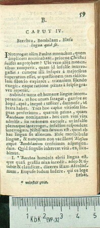 Caput IV. Bacchea, Bombilans, Blæsa lingua quid sit.