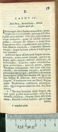 Caput IV. Bacchea, Bombilans, Blæsa lingua quid sit.