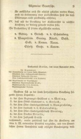 Verhandelt Berlin, den 10ten November 1836.