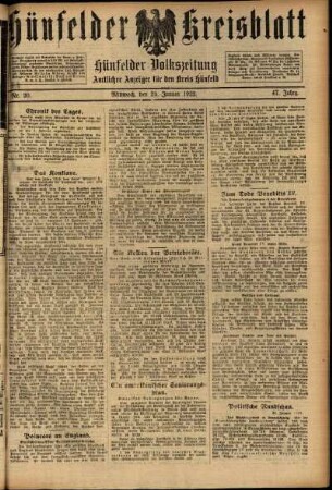 Ausgabe vom Mittwoch, den 25. Januar 1922.