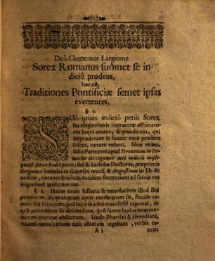 Sorex Romanus suo se indicio prodens, hoc est, Traditiones pontificiae semet ipsas evertentes