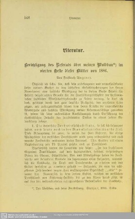 II.1 Berichtigung des Referats über meinen Waldbau im vierten Hefte dieser Blätter von 1886