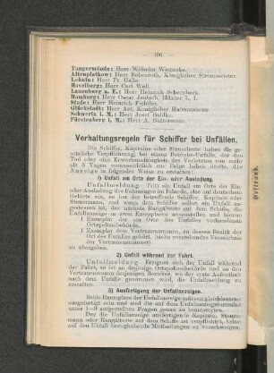 Verhaltungsregeln für Schiffer bei Unfällen.