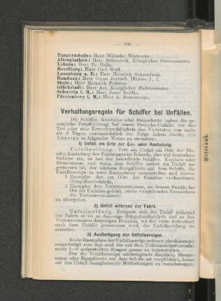 Verhaltungsregeln für Schiffer bei Unfällen.