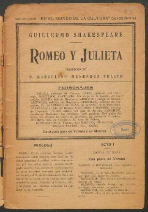 1928003400: Romeo y Julieta