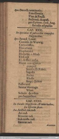 Cap. XXXI. De Speciebus & pulveribus compositis Purgantibus