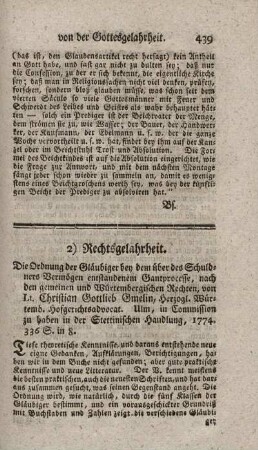 2) Rechtsgelahrheit.