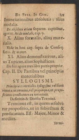 Cap. II. De Partibus vel principiis materialibus.