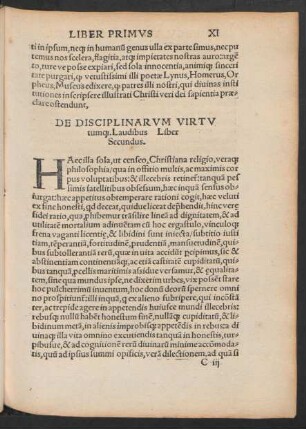 De Disciplinarum Virtutumque. Laudibus Liber Secundus.
