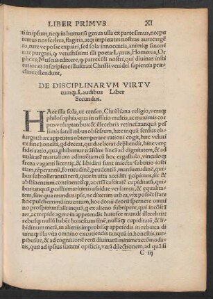 De Disciplinarum Virtutumque. Laudibus Liber Secundus.