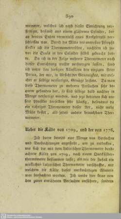 Ueber die Kälte von 1709, und der von 1776