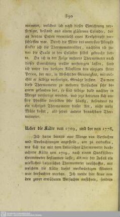 Ueber die Kälte von 1709, und der von 1776