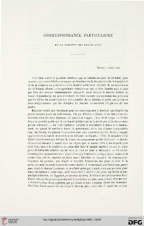 1: Correspondance particulière de la Gazette des Beaux-Arts