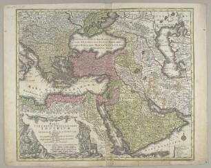 Magni Turcarum Dominatoris Imperium per Europam, Asiam, et Africam : se extendens Regiones tam proprias, quam tributarias et clientelares ut et omnes Beglerbegatus sive Praefecturas Generales oculis sistens ; cum Gratia et Privil. S. R. I. Vicariatus in partibus Rheni Sveviae et Iuris Francon.