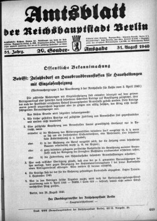 29. Sonder-Ausgabe, 31. August 1940