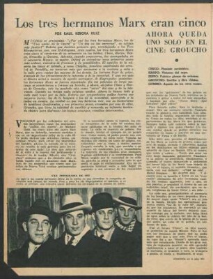 Los tres hermanos Marx eran cinco, ahora queda uno solo en el cine: Groucho