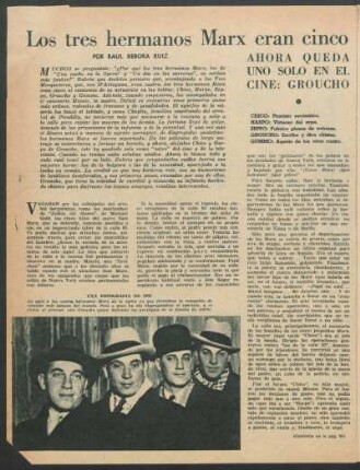 Los tres hermanos Marx eran cinco, ahora queda uno solo en el cine: Groucho