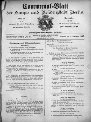 1882,47: No. 47, 19. November 1882