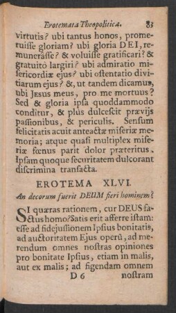 Erotema XLVI. An decorum fuerit DEUM fieri hominem?