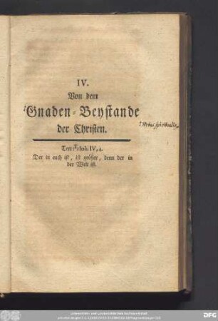 IV. Von dem Gnaden-Beystande der Christen.