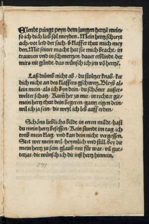 ELendt bringt peyn/ dem jungen hertze mein/ ||