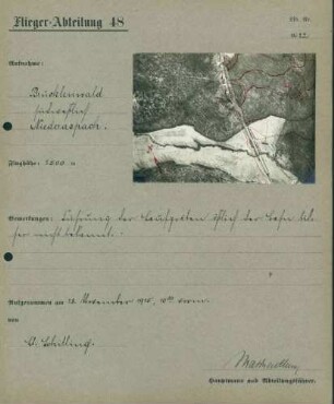 Foto feindlicher Laufgräben im Brücklenwald südwestlich von Niederaspach (Luftbild)
