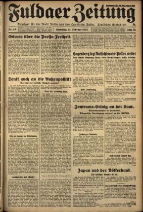 Ausgabe vom Dienstag, den 21. Februar 1933.