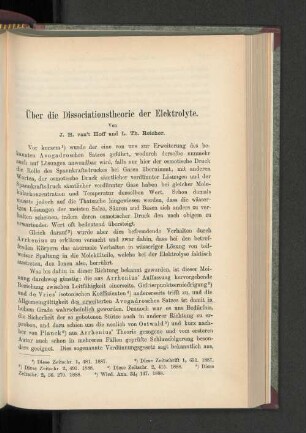 Über die Dissociationstheorie der Elektrolyte.