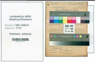 Entnazifizierung Johanna Hortmann , geb. 16.11.1897 (Landwirt)