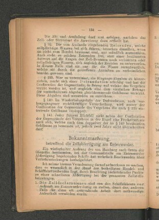 Bekanntmachung, betreffend die Zollabfertigung am Entenwerder.
