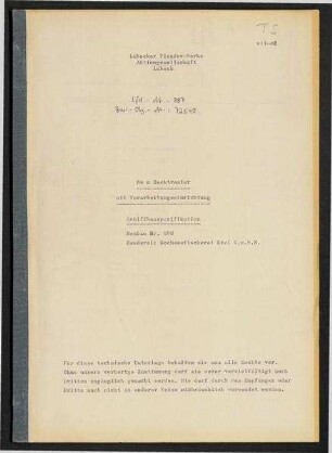 80 m Hecktrawler mit Verarbeitungseinrichtung. Schiffbauspezifikation. Neubau Nr. 556 Reederei: Hochseefischerei Kiel G.m.b.H.