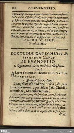 Doctrinae Catecheticae Secundum Caput. De Evangelio