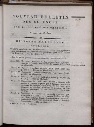Nouveau Bulletin des Sciences, par la Société Philomatique. Paris. Avril 1810., 31