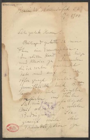 Brief an B. Schott's Söhne : 11.01.1900