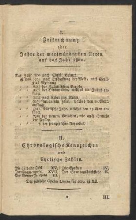 II. Chronologische Kennzeichen und Cyclische Zahlen