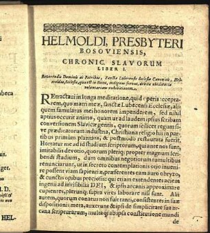 Helmoldi, Presbyteri Bosoviensis, Chronic. Slavorum Liber I.