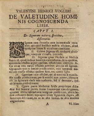 Valentini Henrici Vogleri De valetudine hominis cognoscenda liber