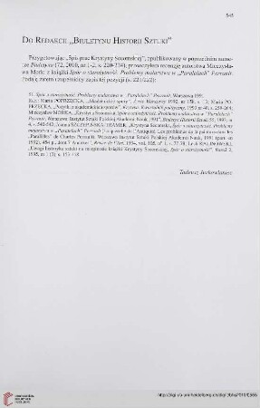 Do Redakcji "Biuletynu Historii Sztuki"
