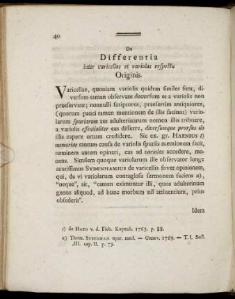 De Differentia inter varicellas et variolas respectu Originis.