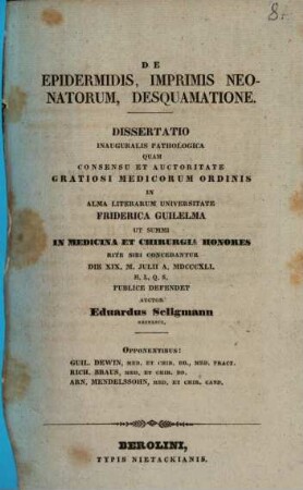 De epidermidis, imprimis neonatorum, desquamatione
