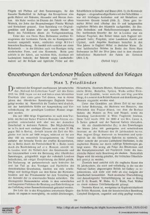 1: Erwerbungen der Londoner Museen während des Krieges