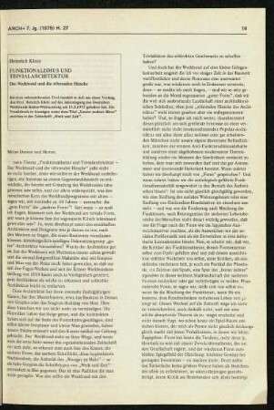 Funktionalismus und Trivialarchitektur