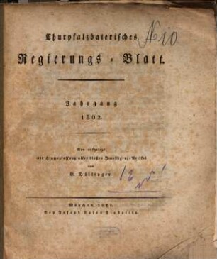 Churpfalzbaierisches Regierungsblatt. 1802 (1824)
