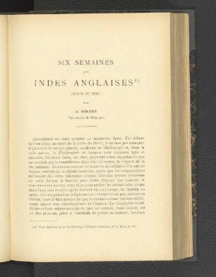 Six Semaines Aux Indes Anglaises.