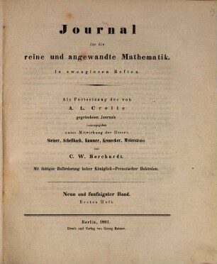 Journal für die reine und angewandte Mathematik, 59. 1861
